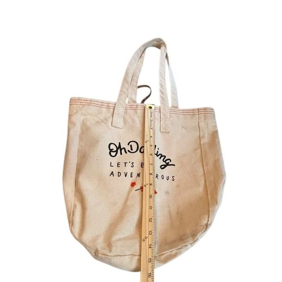 Oh Darling "Lets Be Adventurous" Embroidered Canvas Tote Bag Eco-Friendly & Sty - Picture 4 of 9